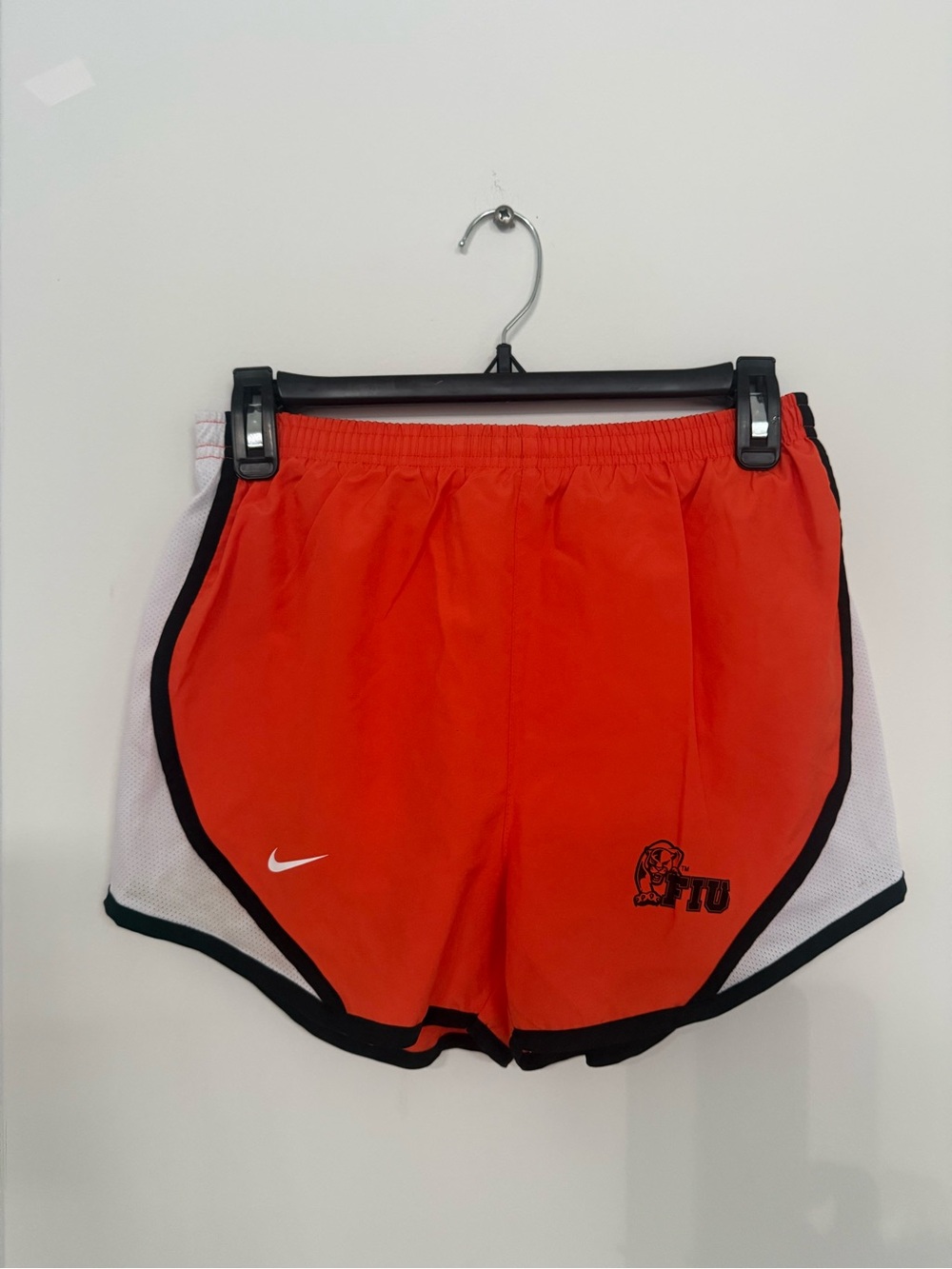 Nike Women’s Bright Orange Athletic Shorts with White Panels